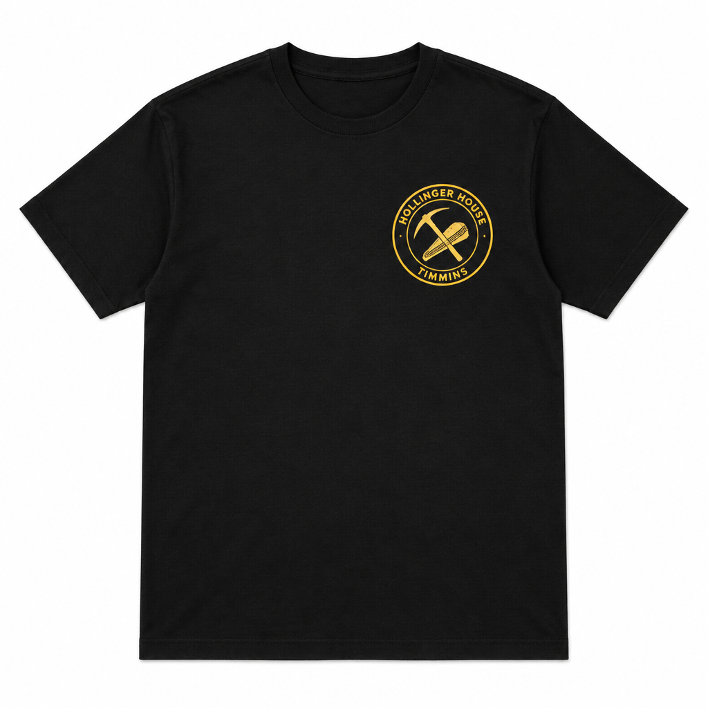 Black t-shirt with chest badge logo