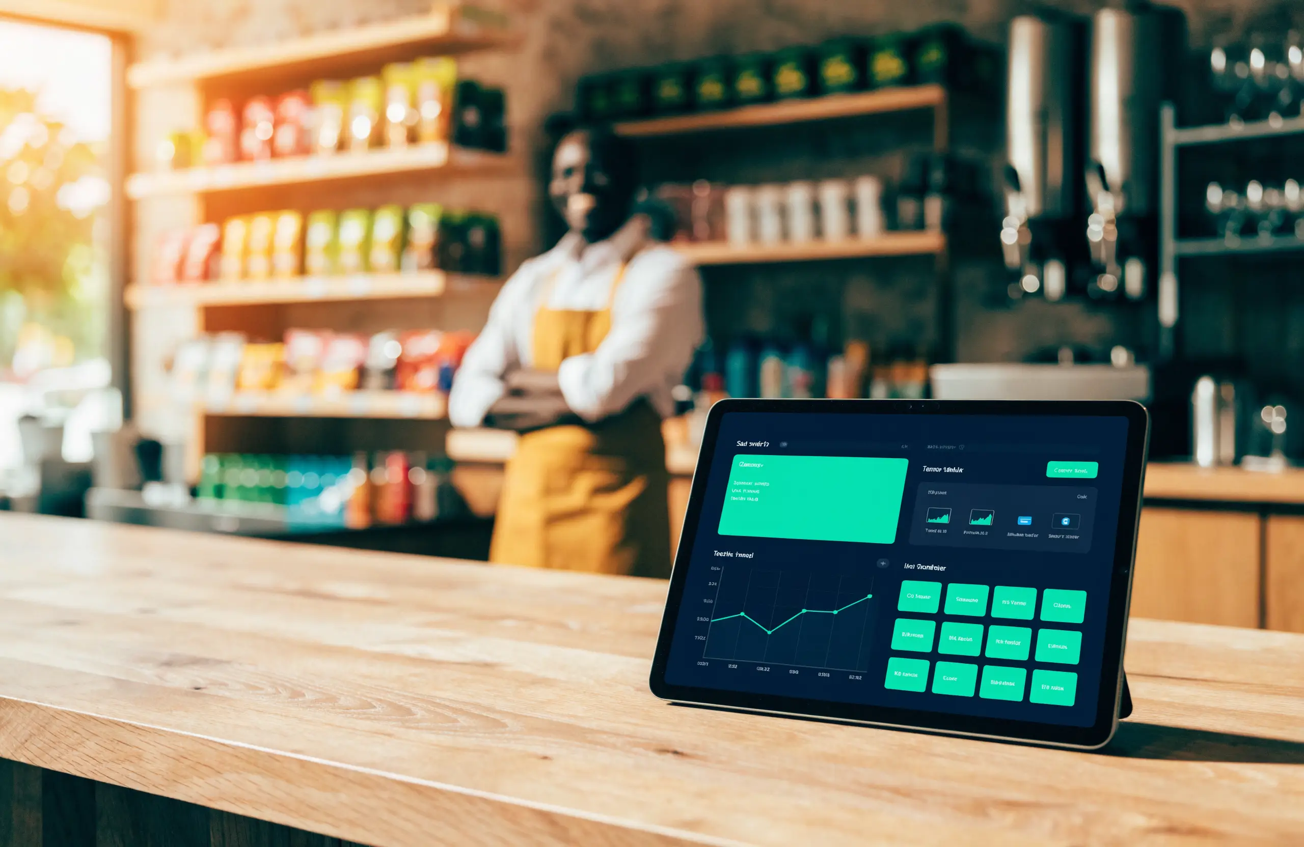 Phaneum point of sale running on a counter tablet in a retail shop
