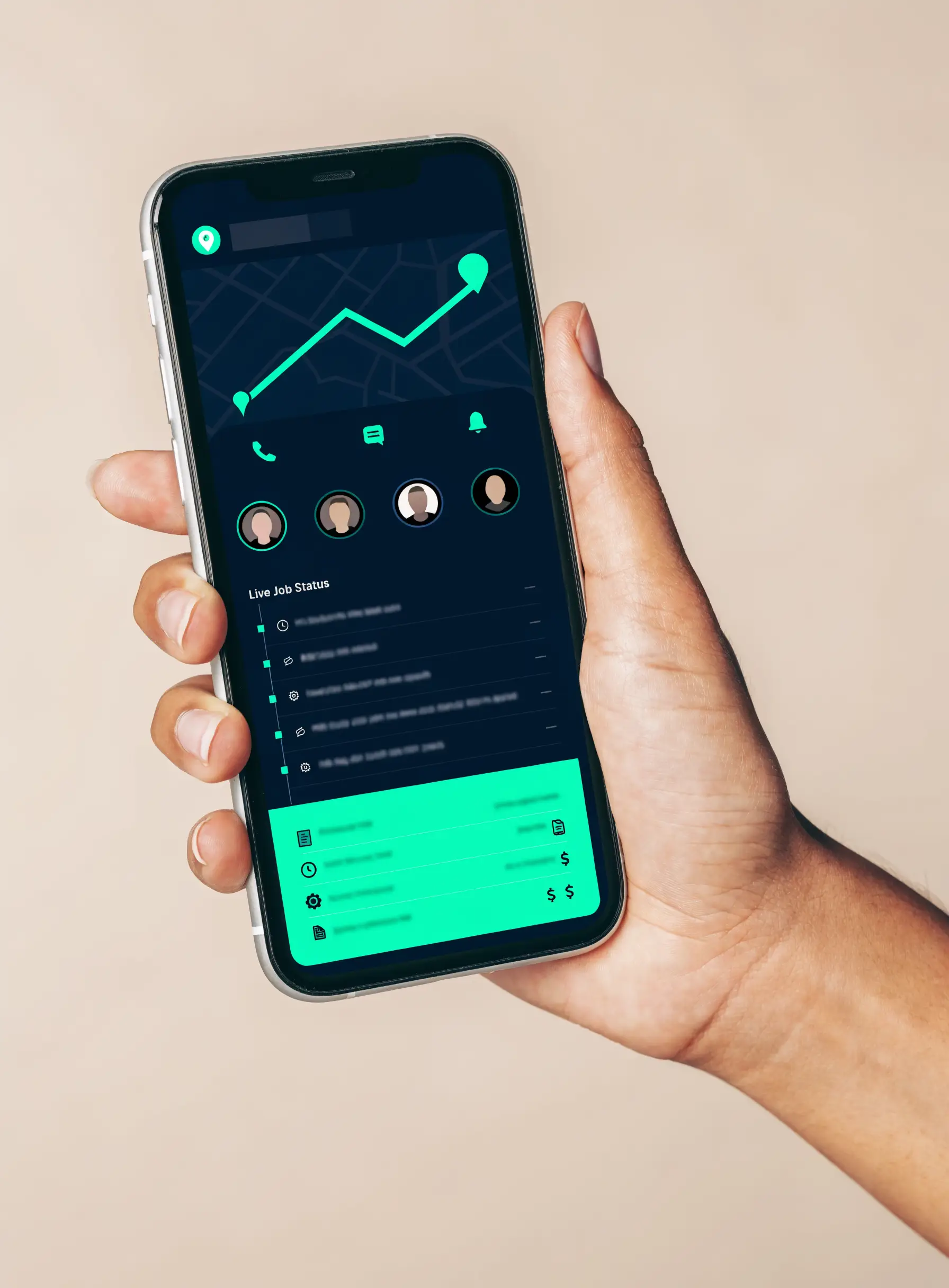 MaidTrack dispatch and job tracking on a phone