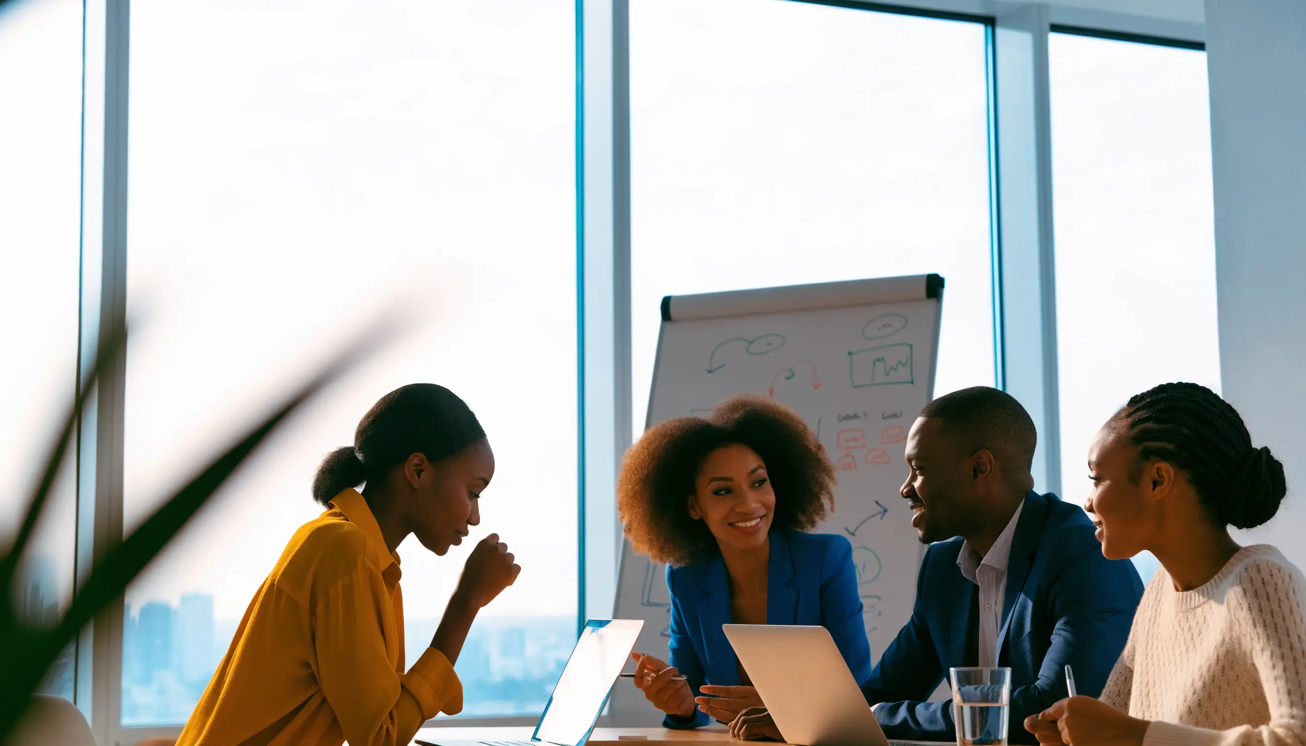 The Cloudrock team working together in the Lagos office