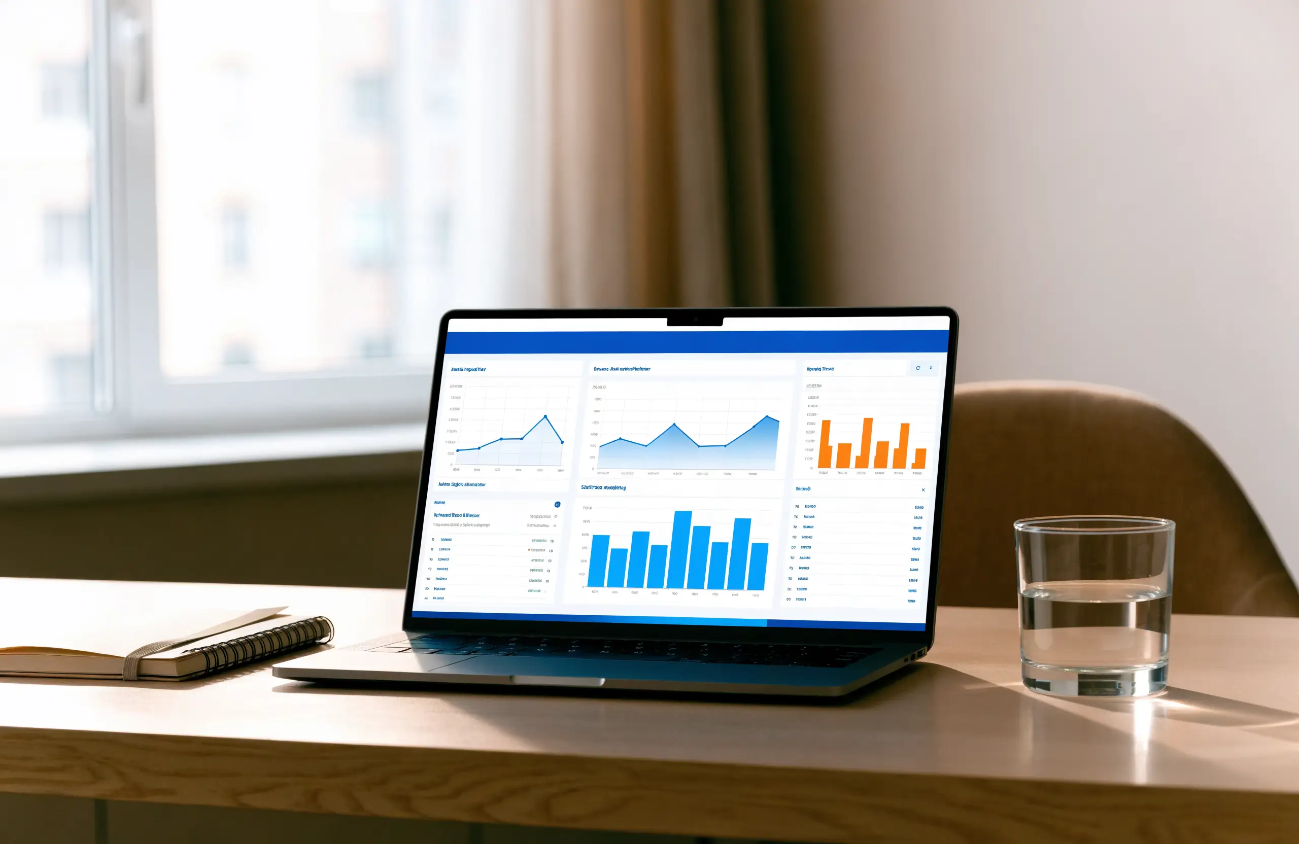 An ERPNext dashboard on a laptop in a Lagos office