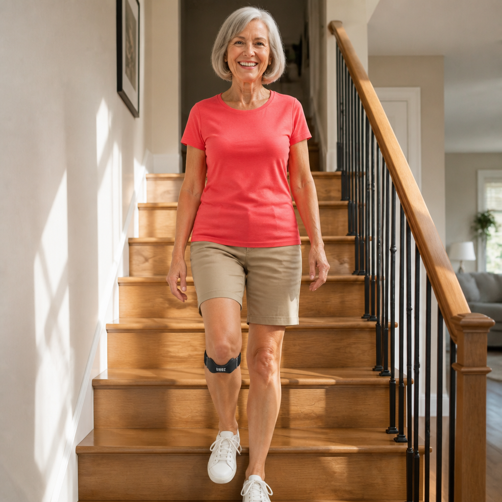 Walking down the stairs hands-free