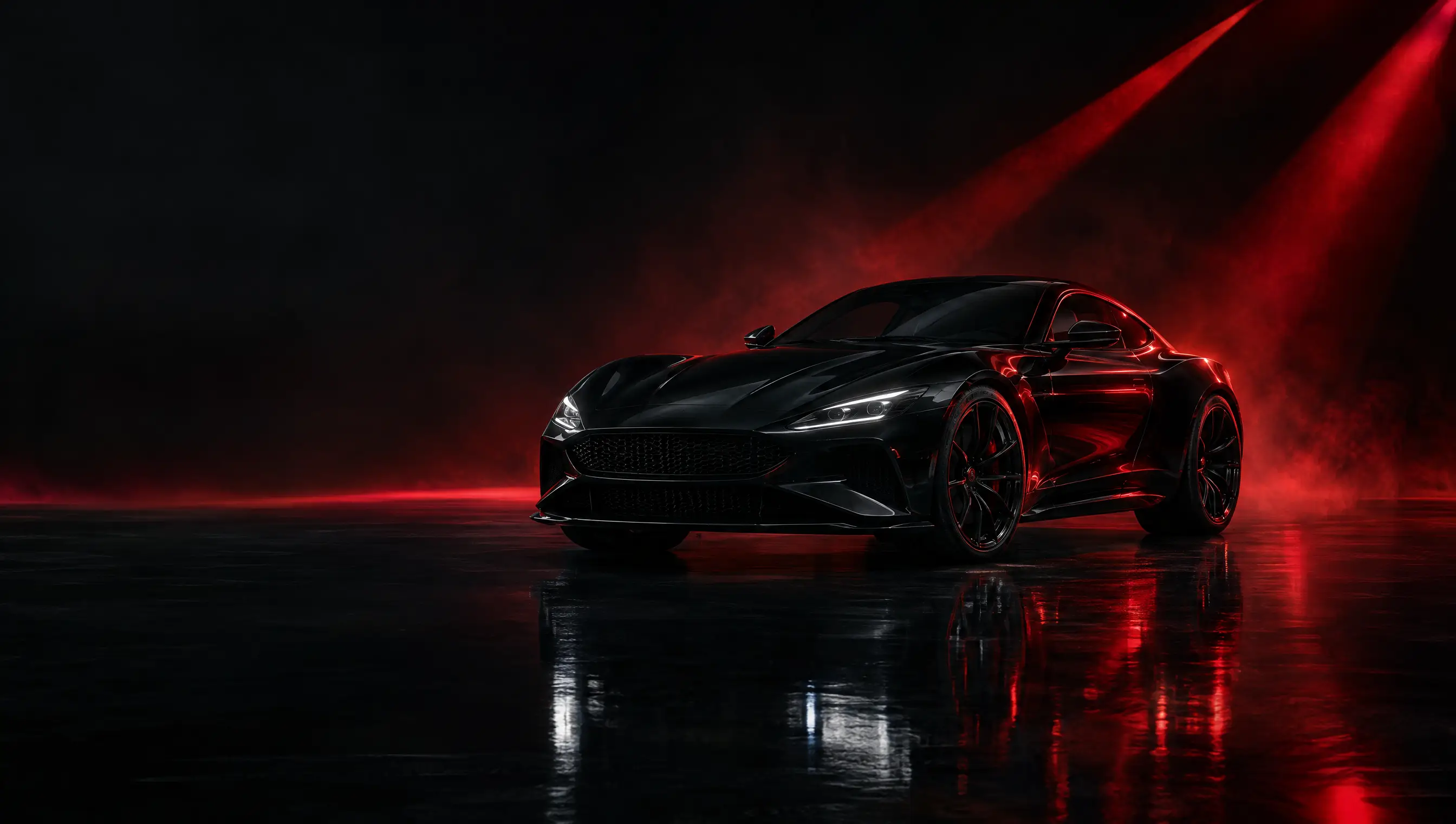 Concept image of a car in a dramatically lit studio