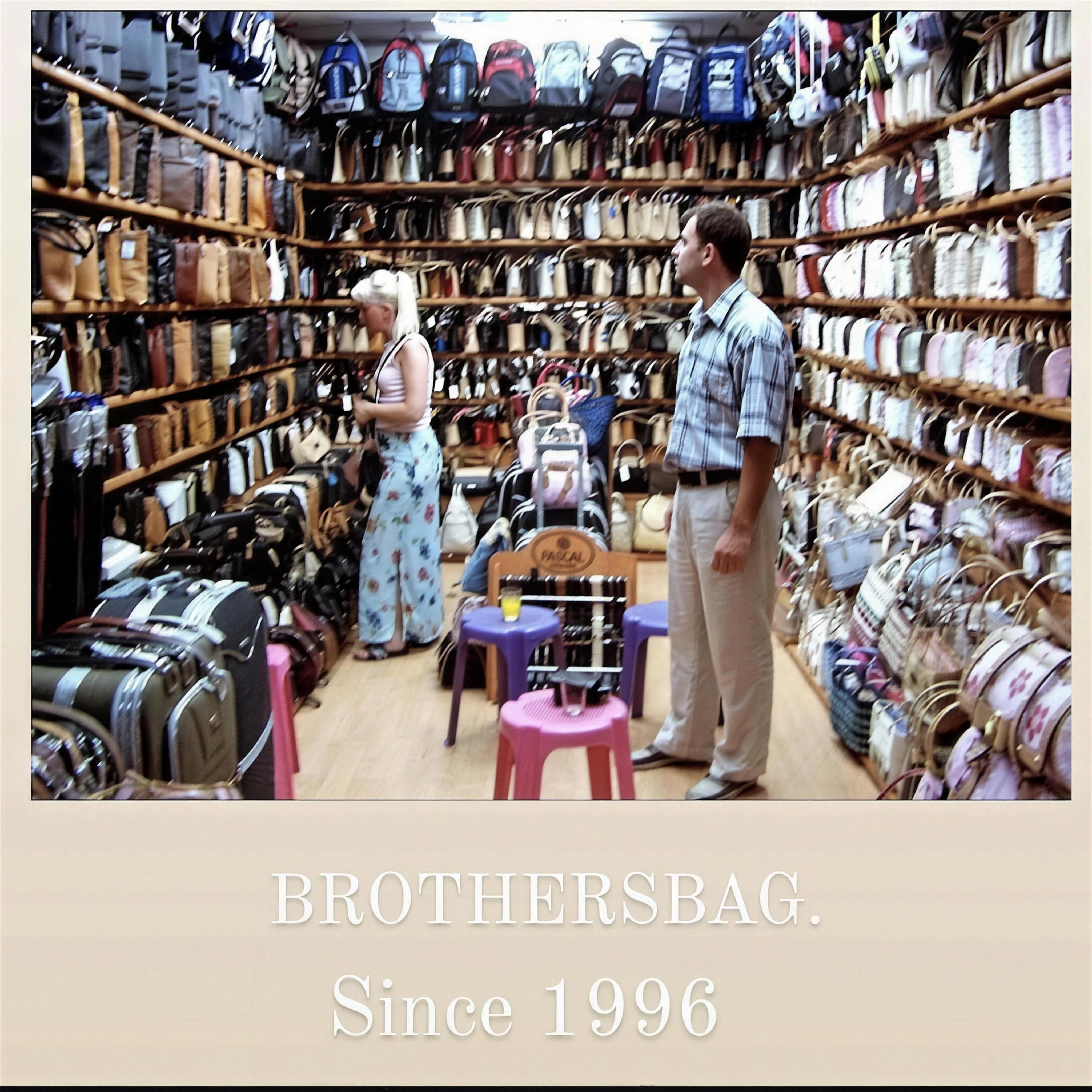 The original BROTHERSBAG shop, lined wall to wall with bags