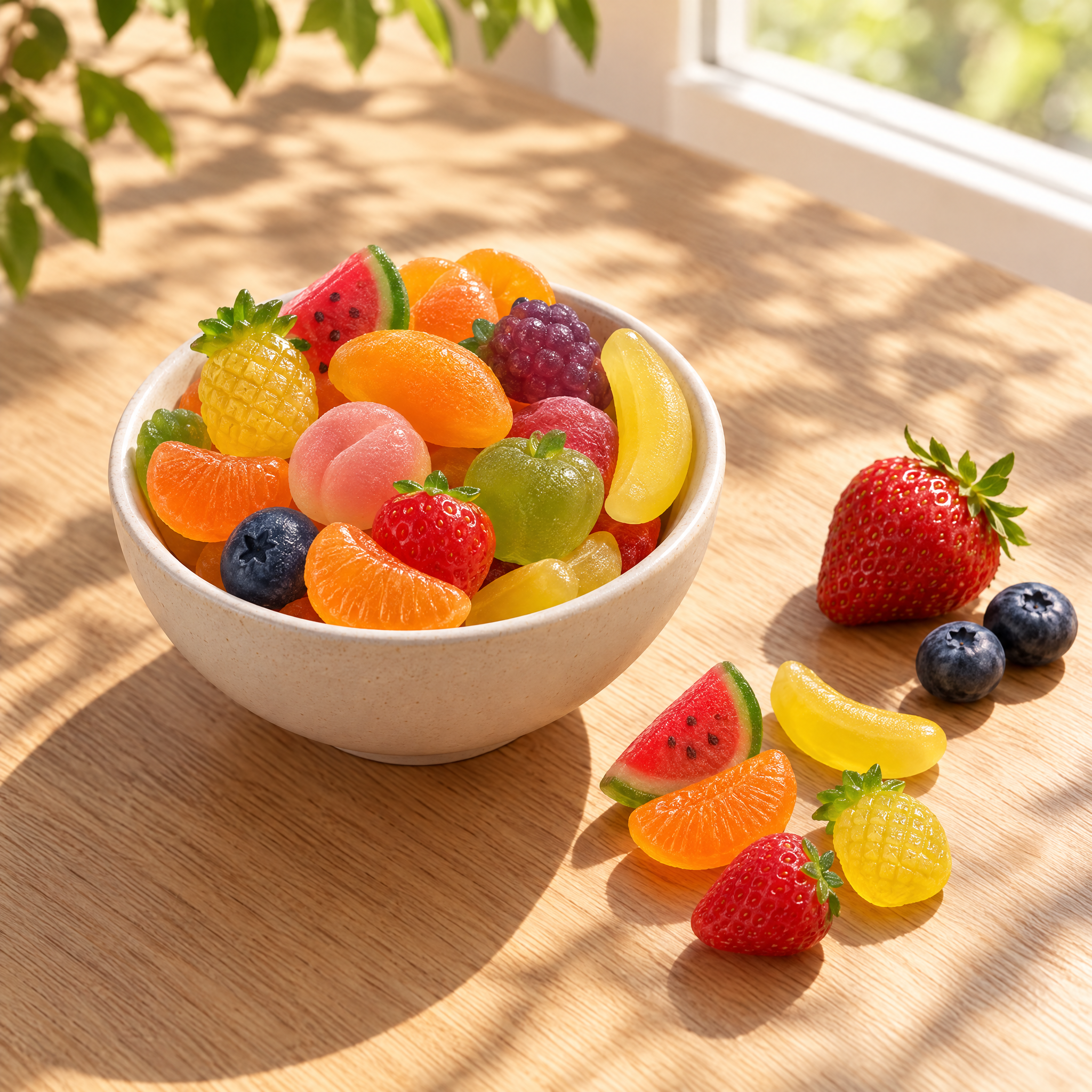 43% suco de fruta. O resto é doce mesmo.