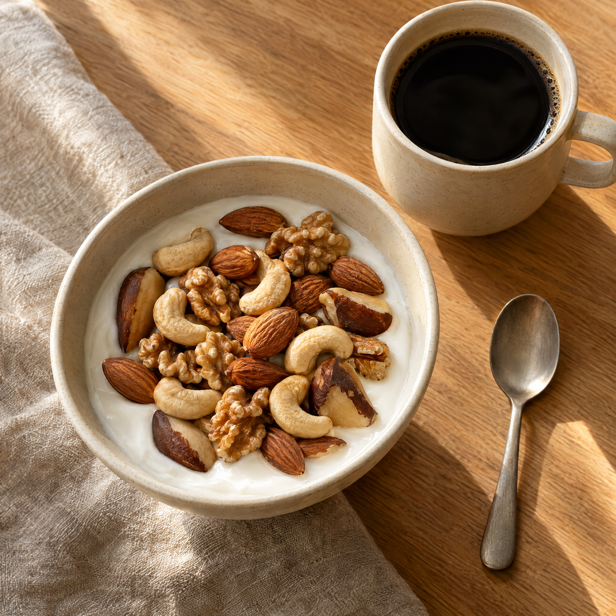 Sugestão de consumo. Iogurte, café e colher não acompanham.