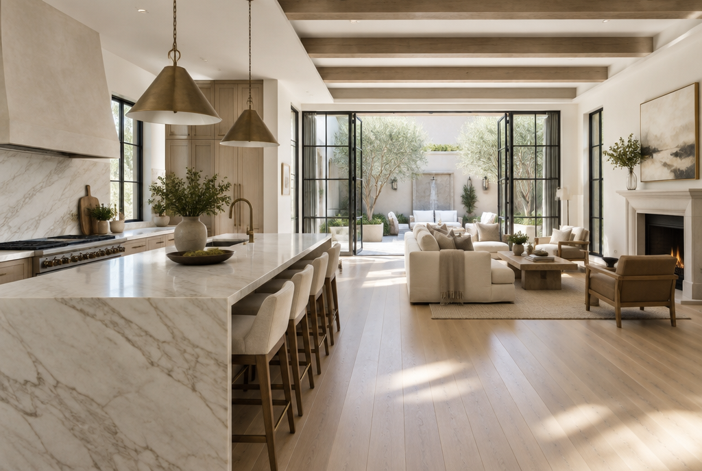 Fully remodeled open-plan kitchen and living room