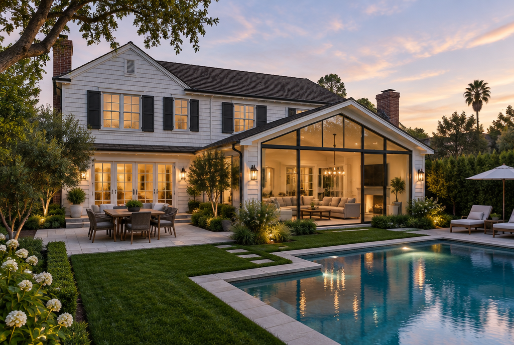 Second-story and rear addition on a traditional Brentwood home