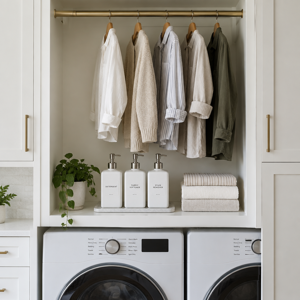 Hanging rail for drying with neat detergent niche