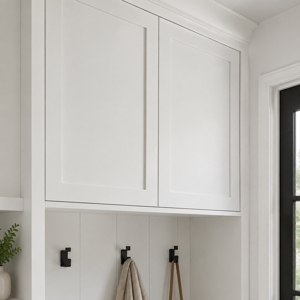 Closed upper cabinets for seasonal storage