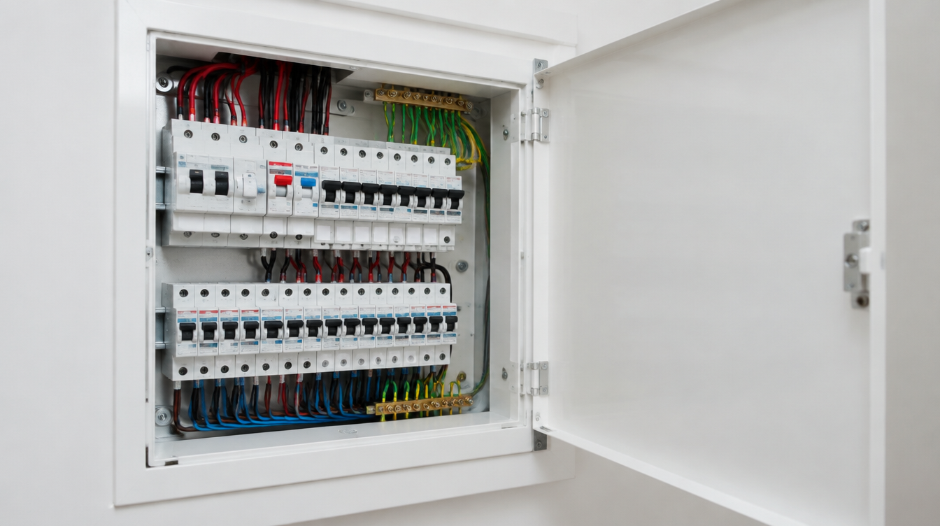 Photorealistic faceless modern residential switchboard