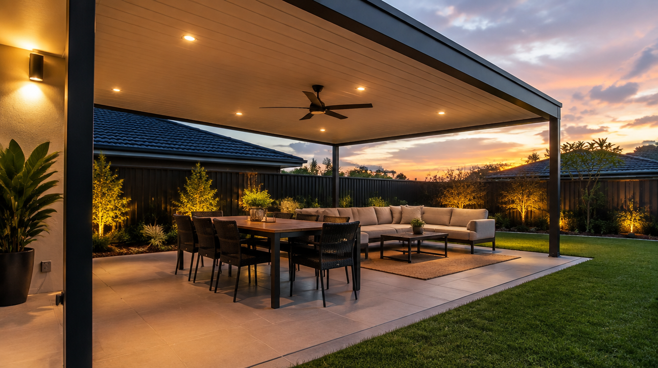 Photorealistic faceless pergola electrical installation