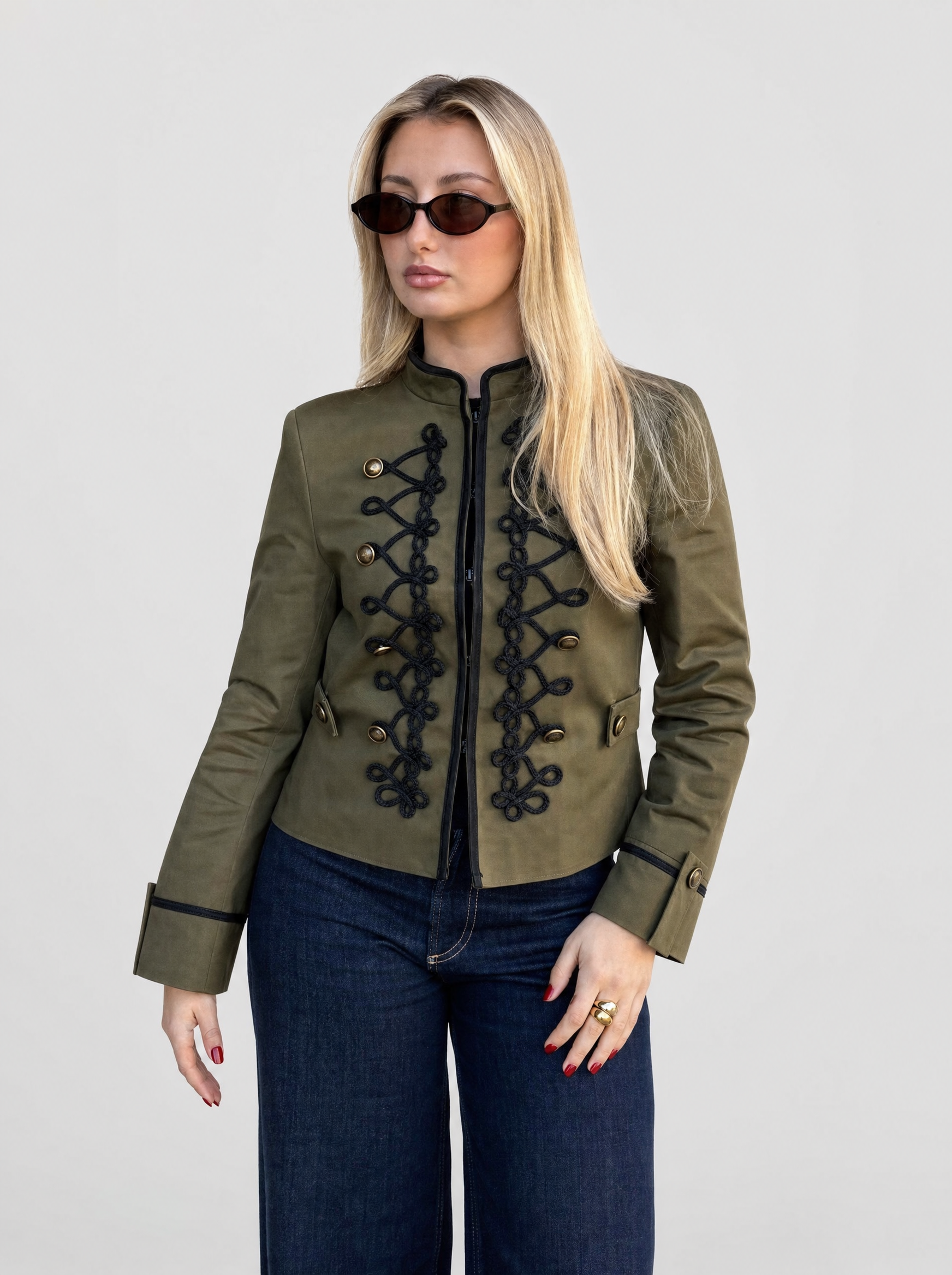 The knot-button jacket, styled for Margaret Closet