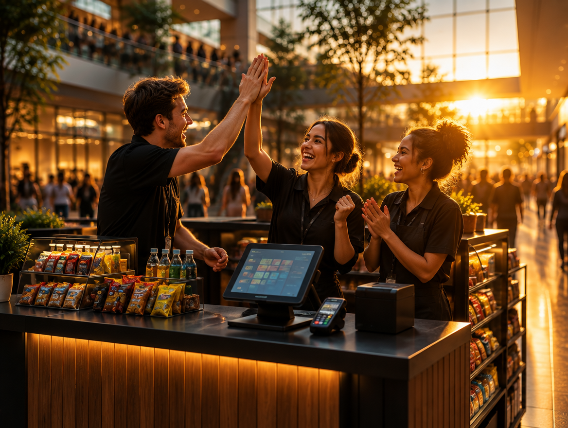 Sales team at a kiosk