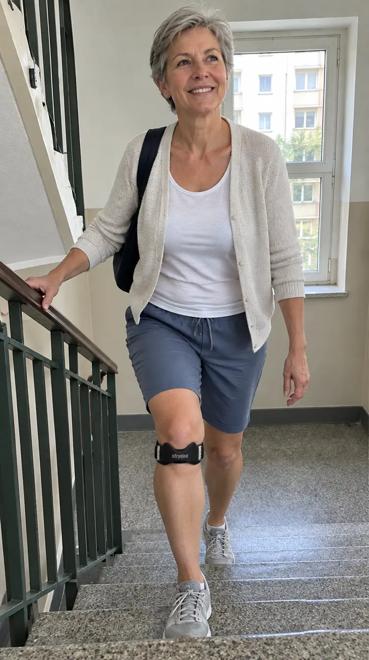 Kobieta na schodach z opaską Strydea