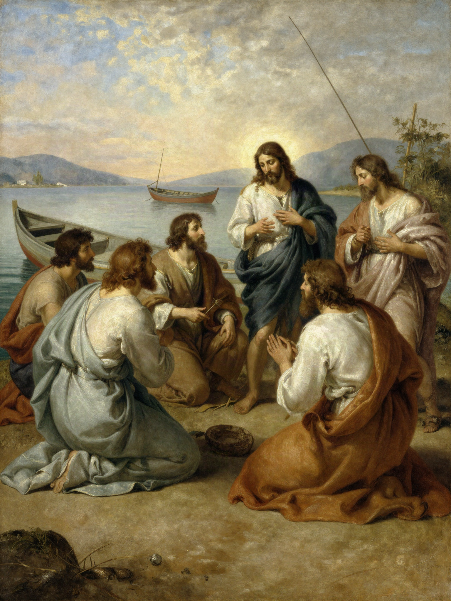 Jesus teaching his disciples by the Sea of Galilee