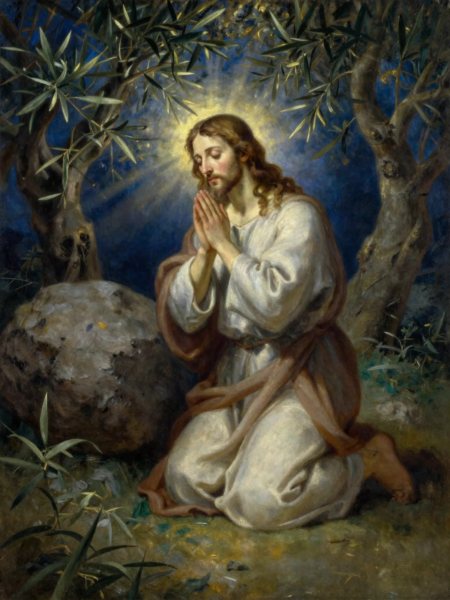 Jesus praying in the Garden of Gethsemane