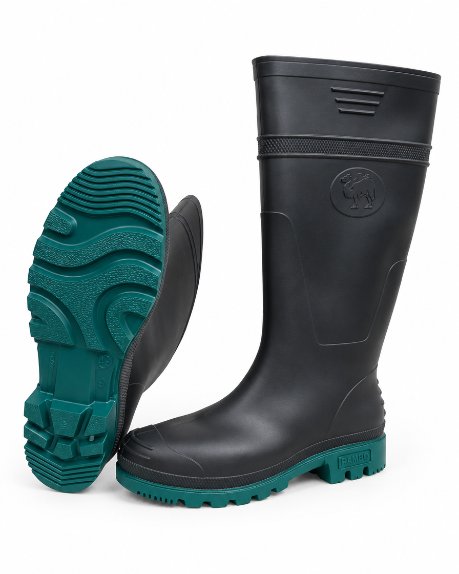Bota Rambo negra con suela verde